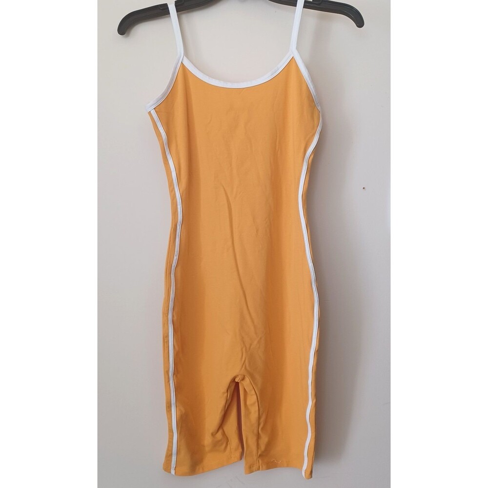 Active USA Juniors Orange Small Romper Y2K Biker Shorts Jumpsuit Style # P10614